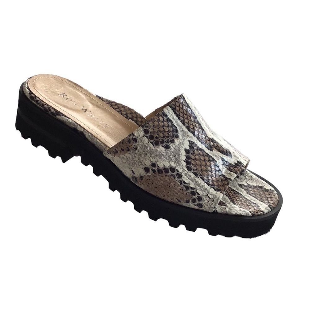 Ron White Carly Padded Slide Sandal Nude Snake Water Resistant Heels Size 37